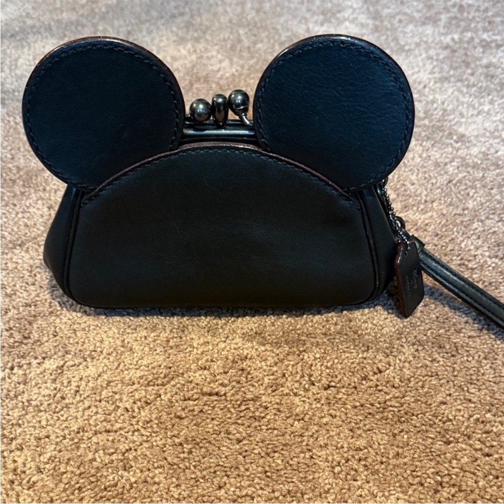 Coach X Disney Mickey Mouse Ears Black Kisslock Wristlet Clutch